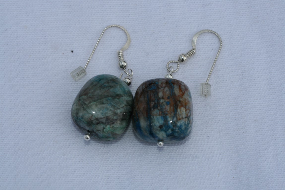 Ajoite and Papagoite Earrings  love, healing, emotional support 5235